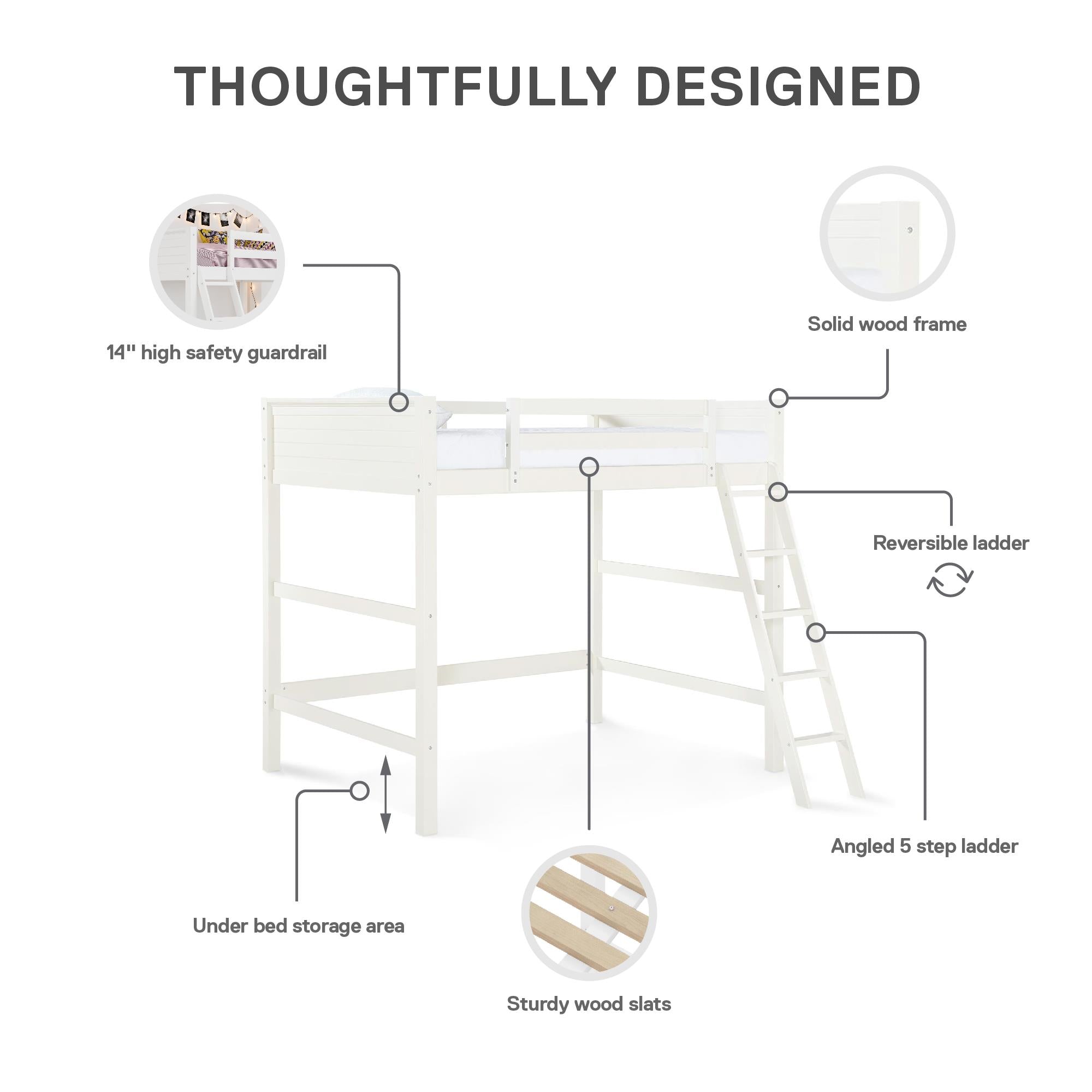 DHP Denver Kids' Loft Bed - White - Full