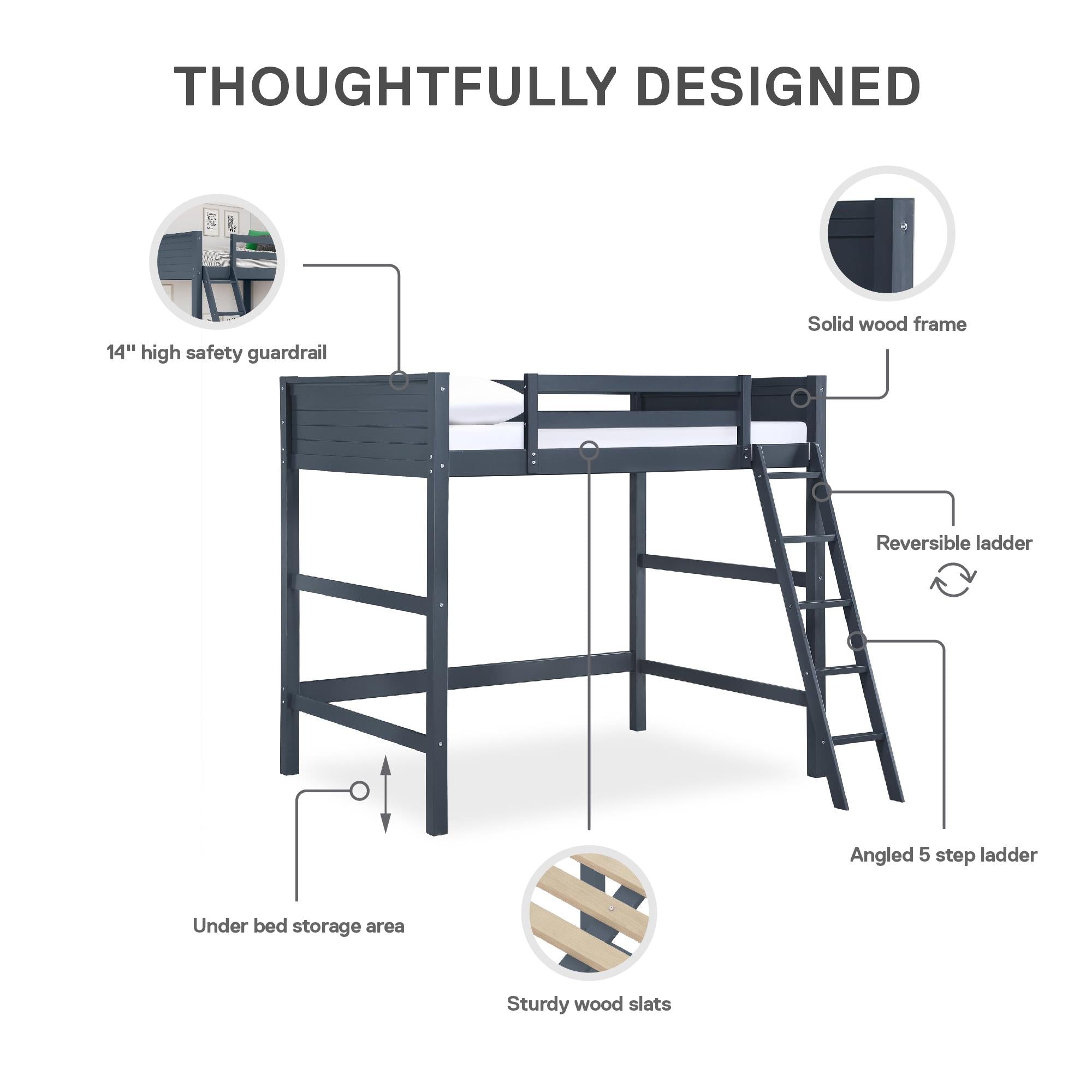 DHP Denver Kids' Loft Bed - Blue - Full
