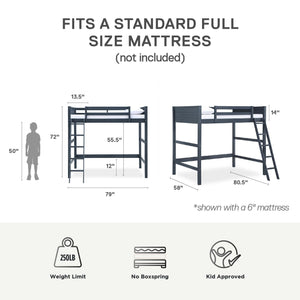 DHP Denver Kids' Loft Bed - Blue - Full