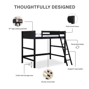 DHP Denver Kids' Loft Bed - Black - Full