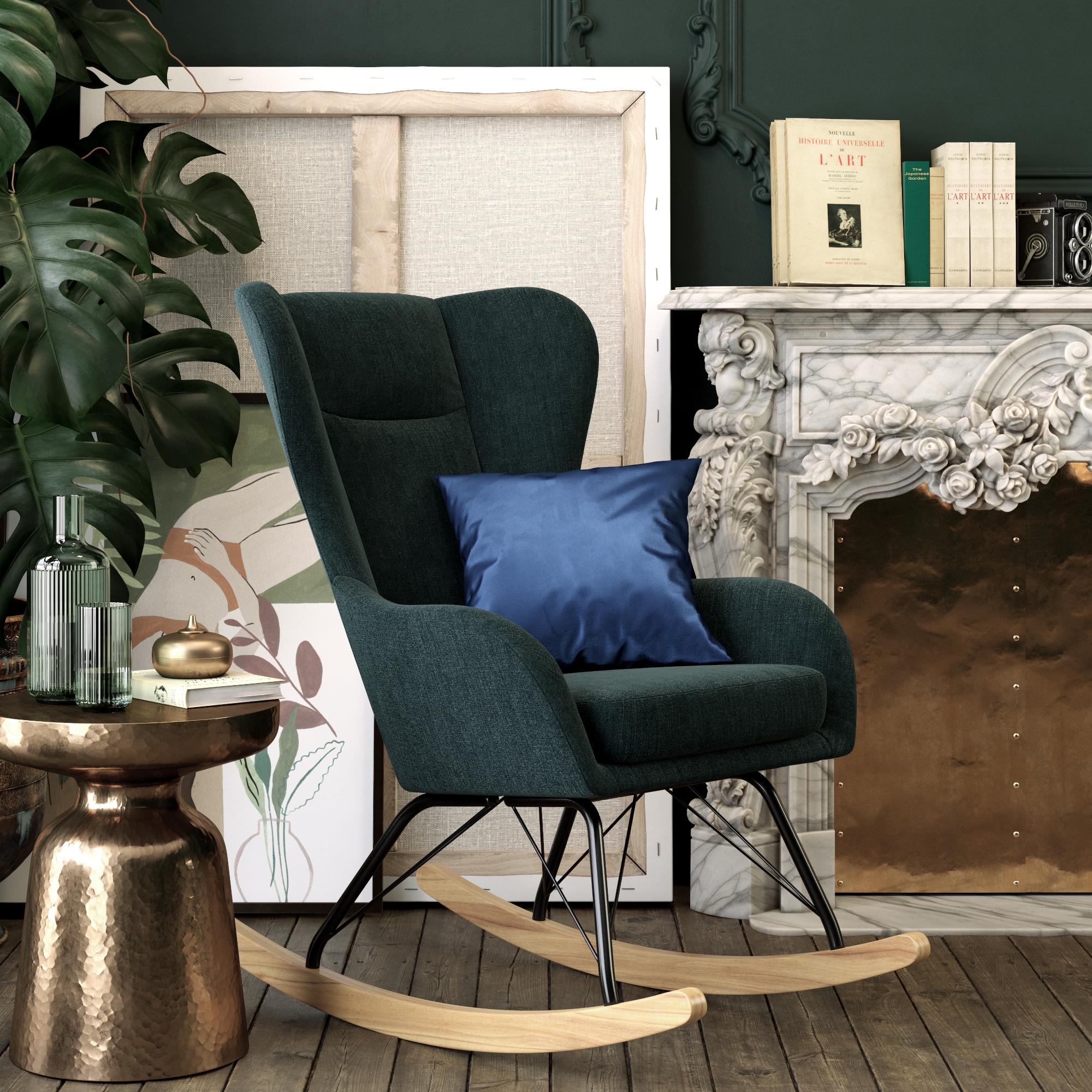 Novogratz Harper Wingback Rocker - Blue Linen