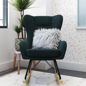 Novogratz Harper Wingback Rocker - Blue Linen