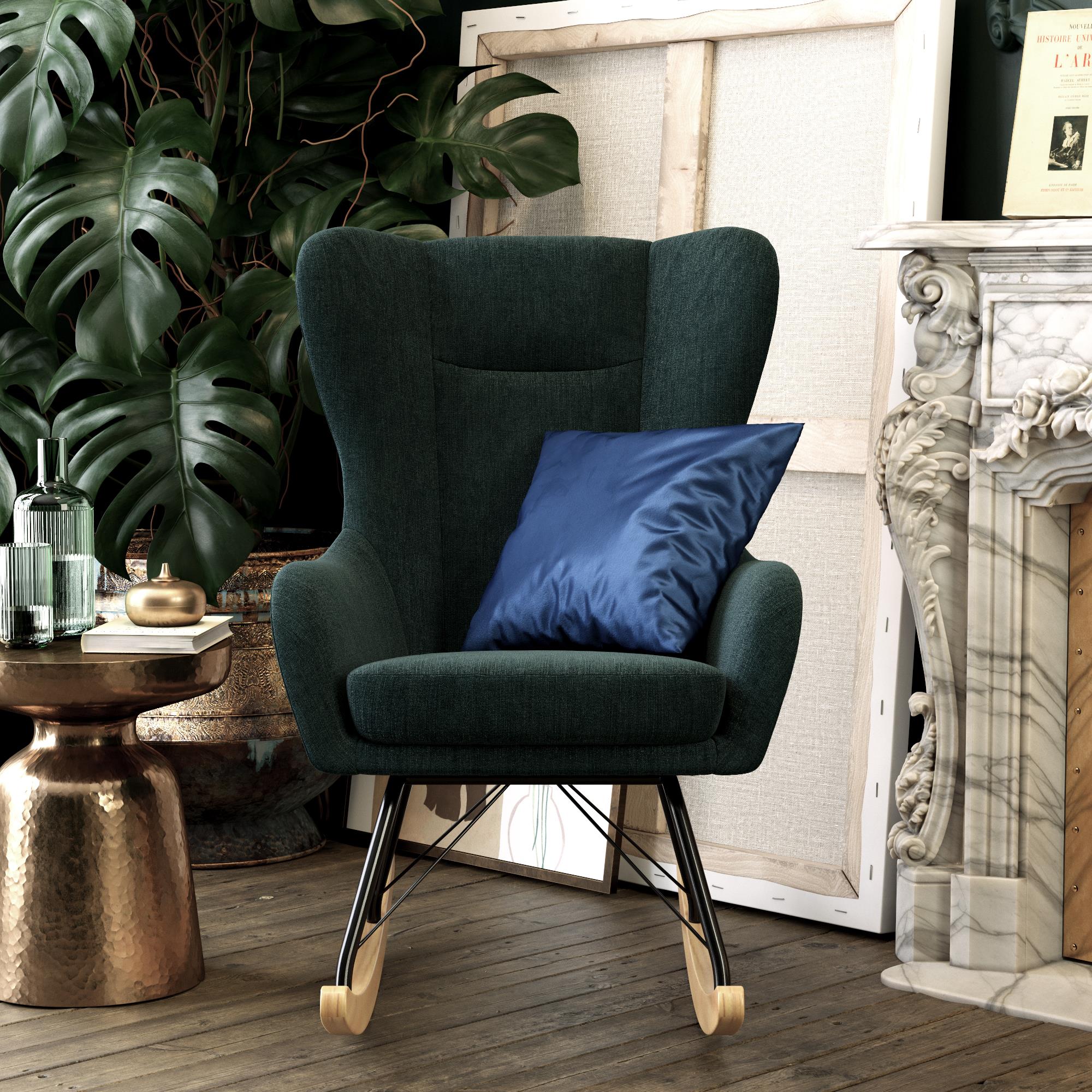 Novogratz Harper Wingback Rocker - Blue Linen