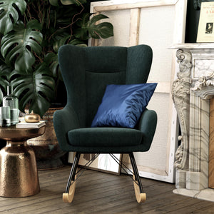 Novogratz Harper Wingback Rocker - Blue Linen