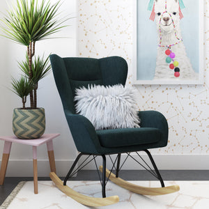 Novogratz Harper Wingback Rocker - Blue Linen