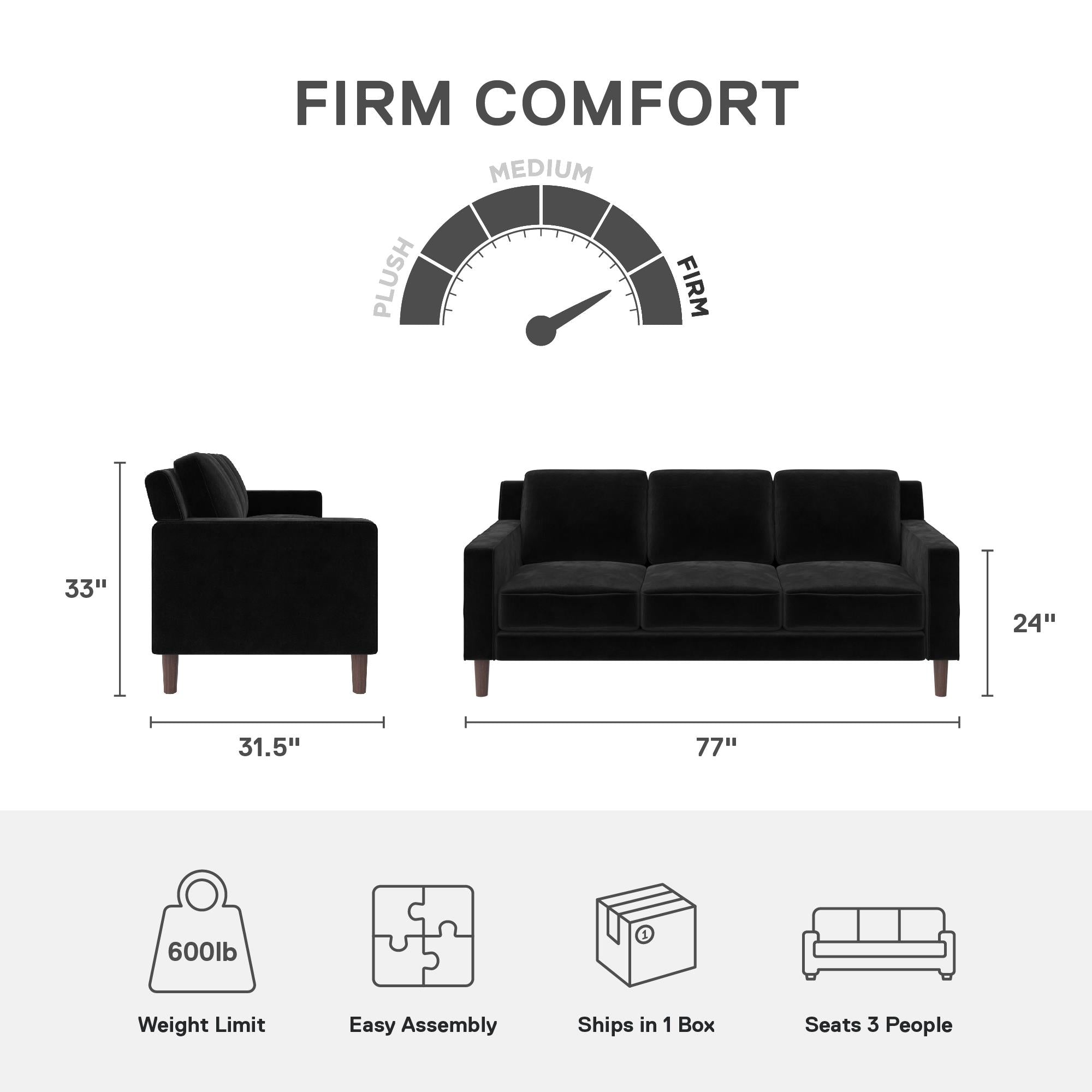 DHP Brynn Sofa - Black