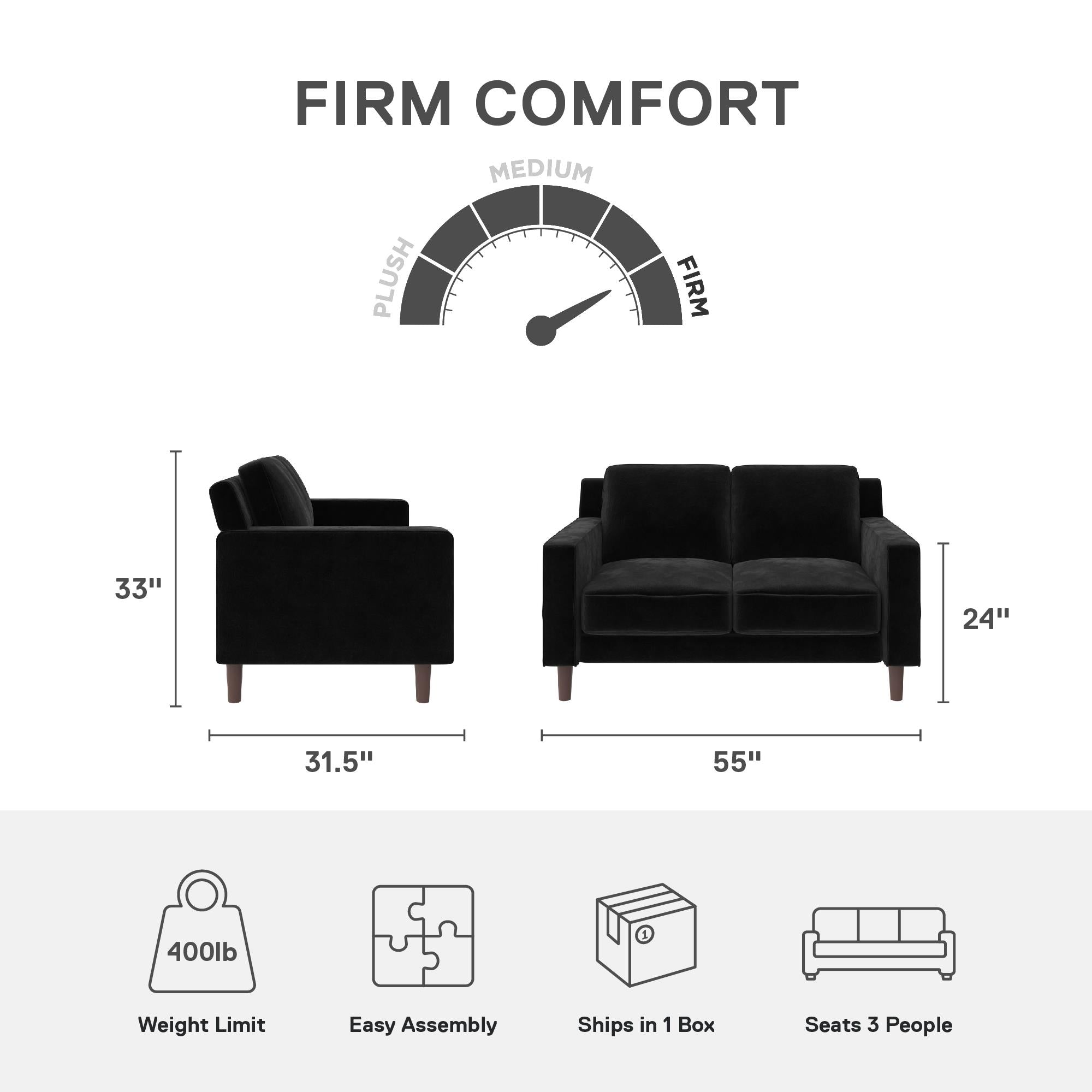 DHP Brynn Loveseat - Black