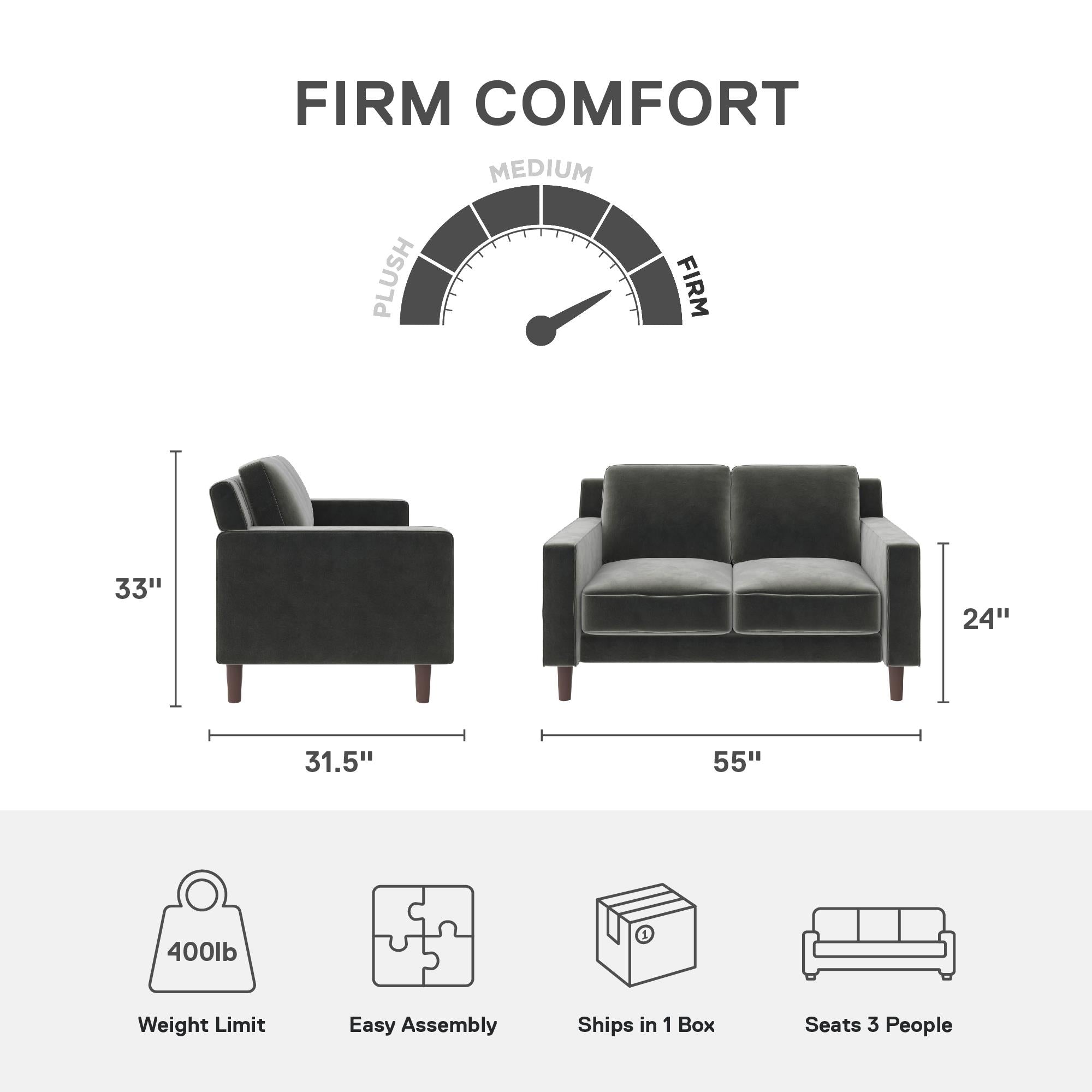 DHP Brynn Loveseat - Gray