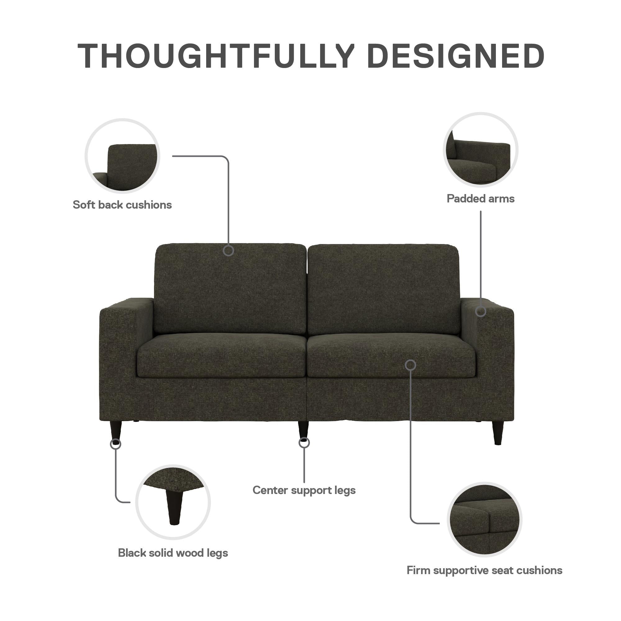DHP Cooper Sofa - Grey Linen