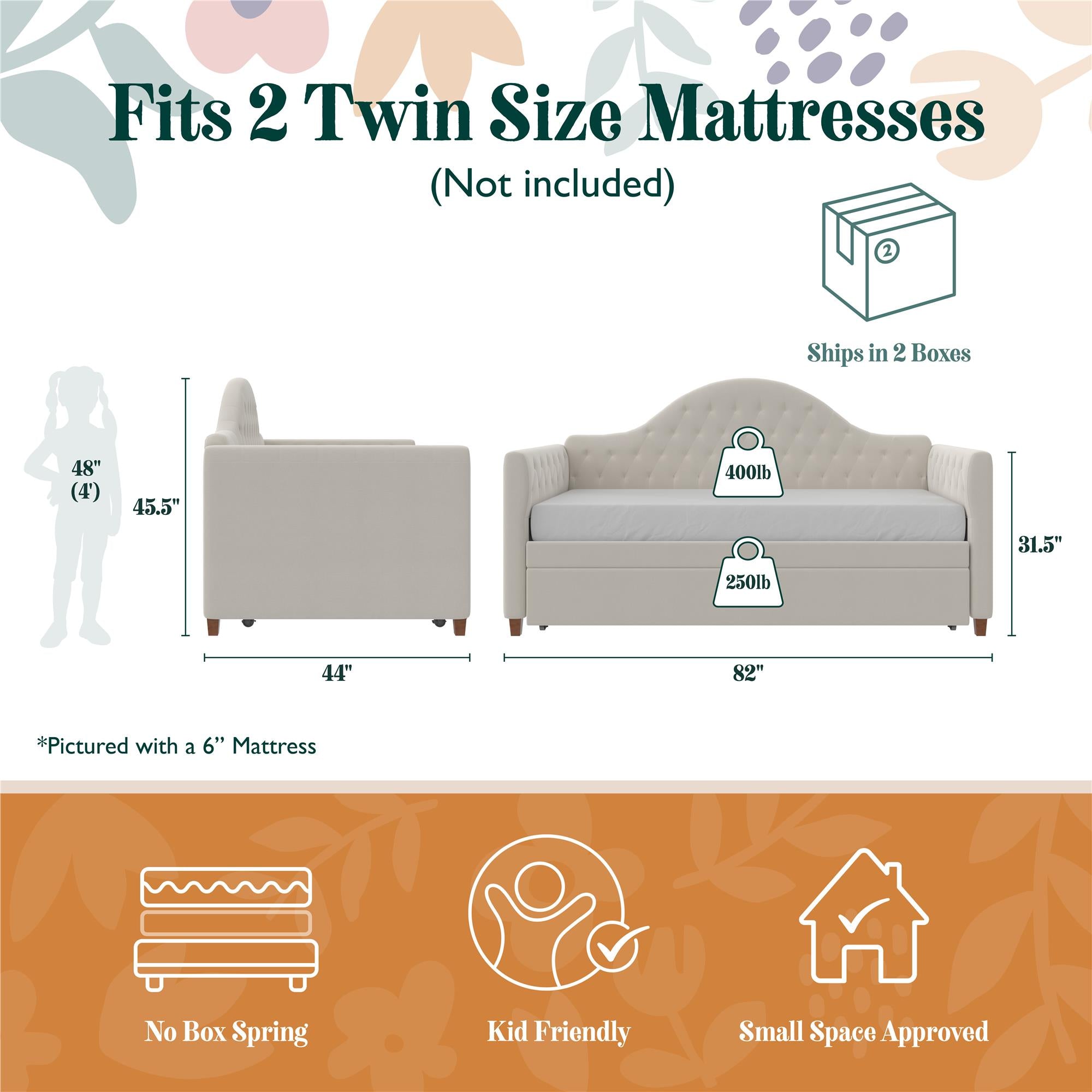 Max & Finn Arden Daybed with Trundle - Dove Gray