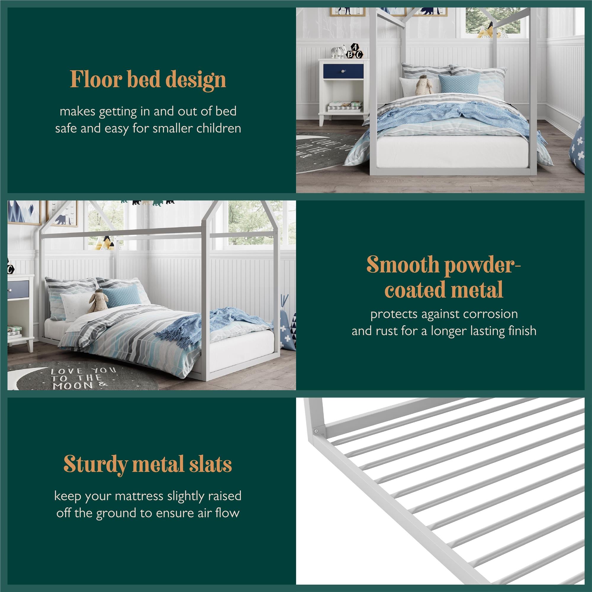 Max & Finn Skyler Metal House Bed - Dove Gray - Twin