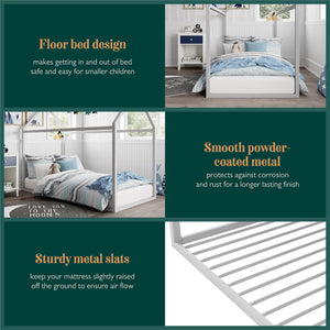 Max & Finn Skyler Metal House Bed - Dove Gray - Twin