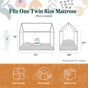 Max & Finn Skyler Metal House Bed - Dove Gray - Twin