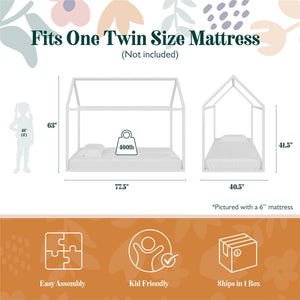 Max & Finn Skyler Metal House Bed - White - Twin