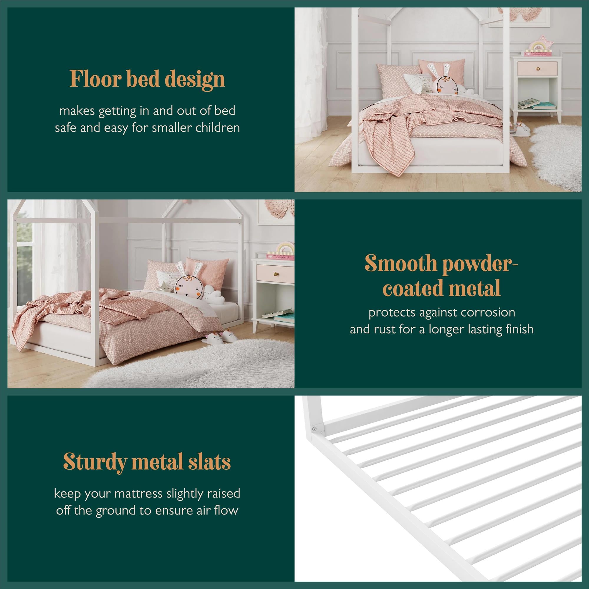 Max & Finn Skyler Metal House Bed - White - Twin