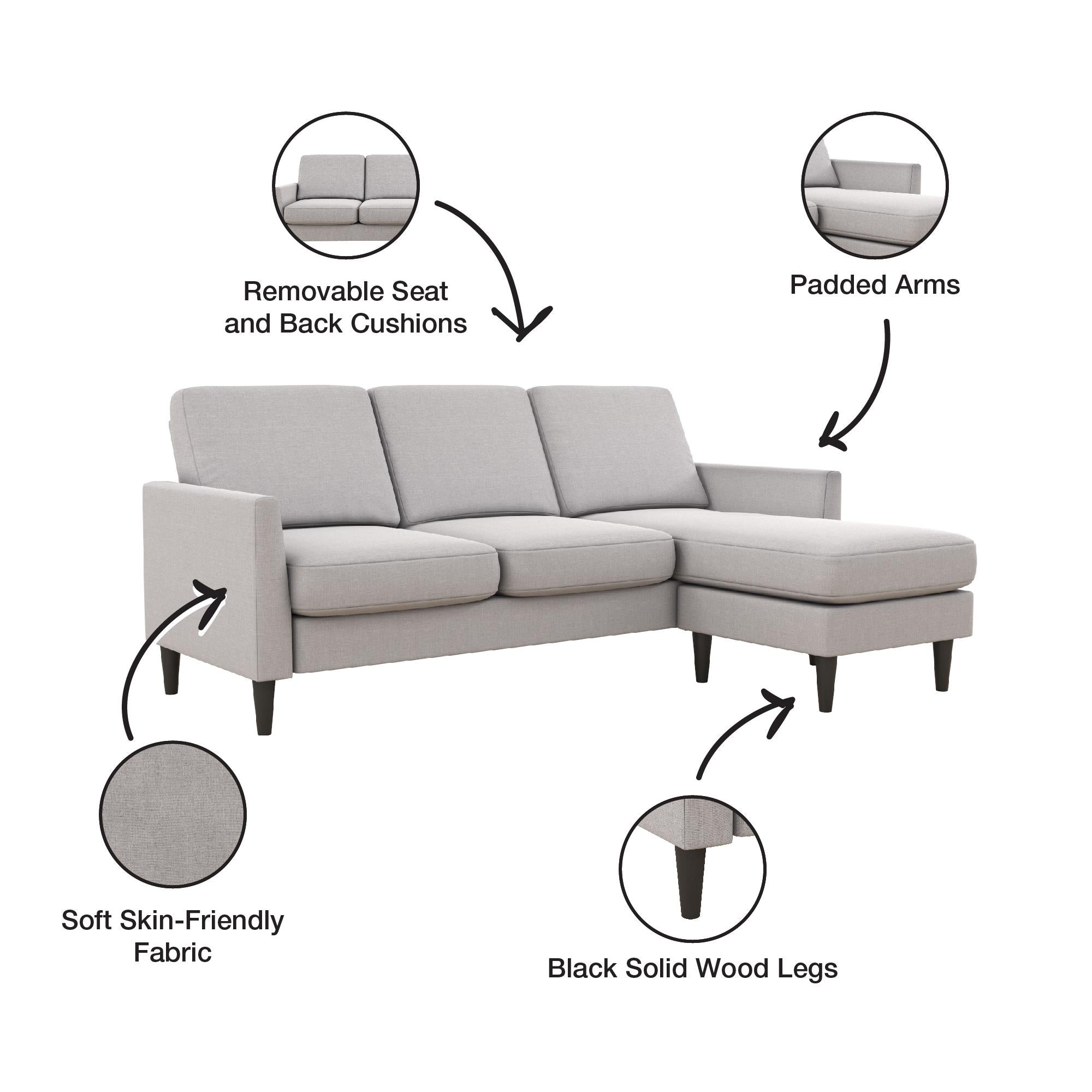 Mr. Kate Winston Reversible Sofa Sectional - Light Gray