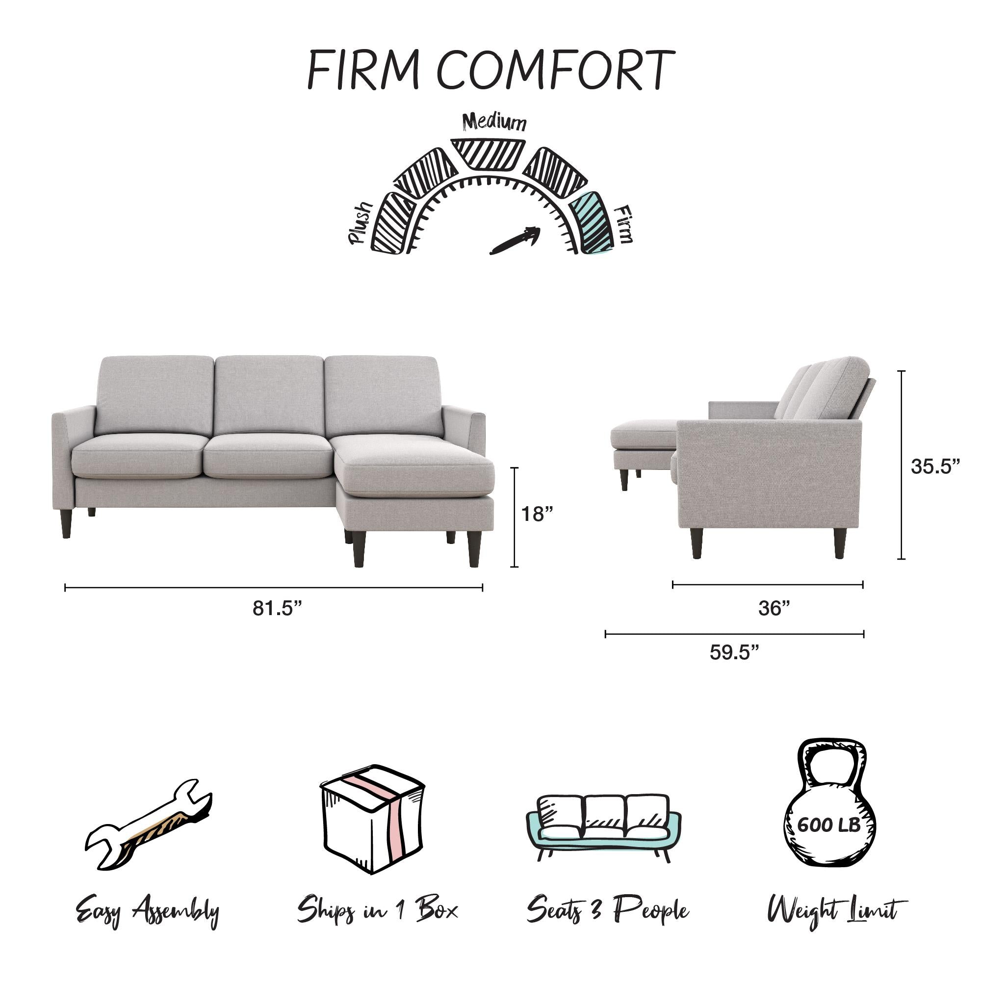 Mr. Kate Winston Reversible Sofa Sectional - Light Gray