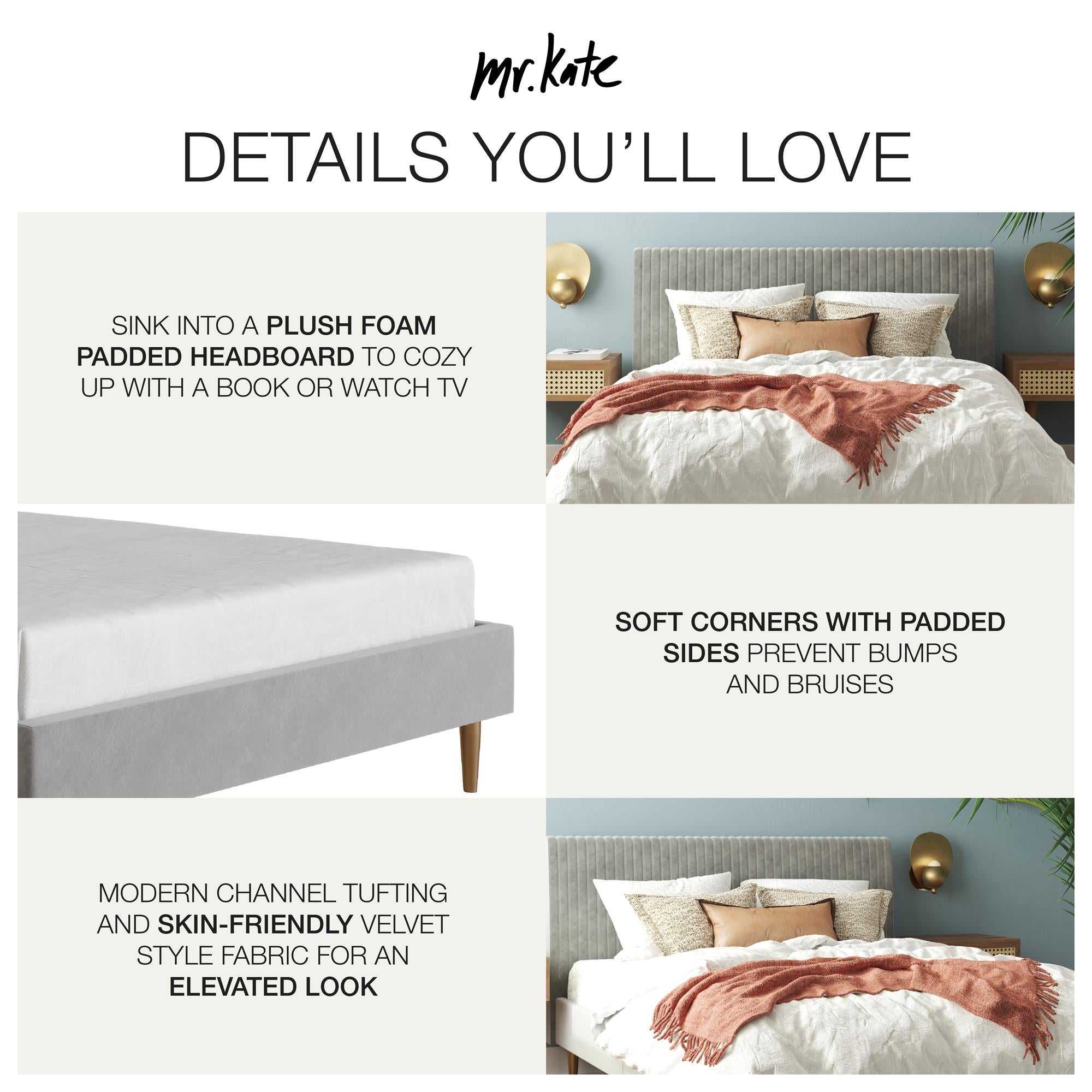 Mr. Kate Daphne Upholstered Bed - Light Gray - Full