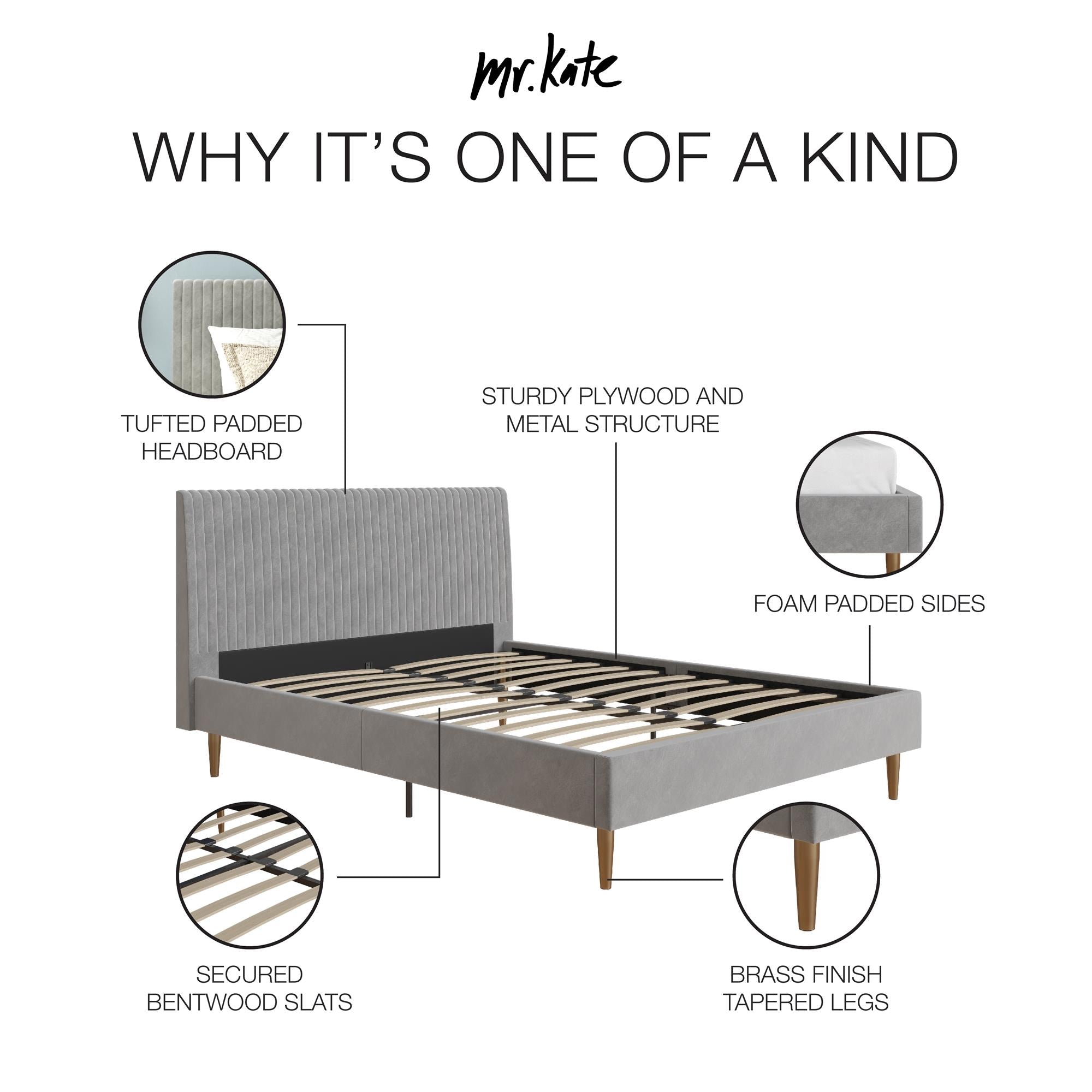 Mr. Kate Daphne Upholstered Bed - Light Gray - Queen