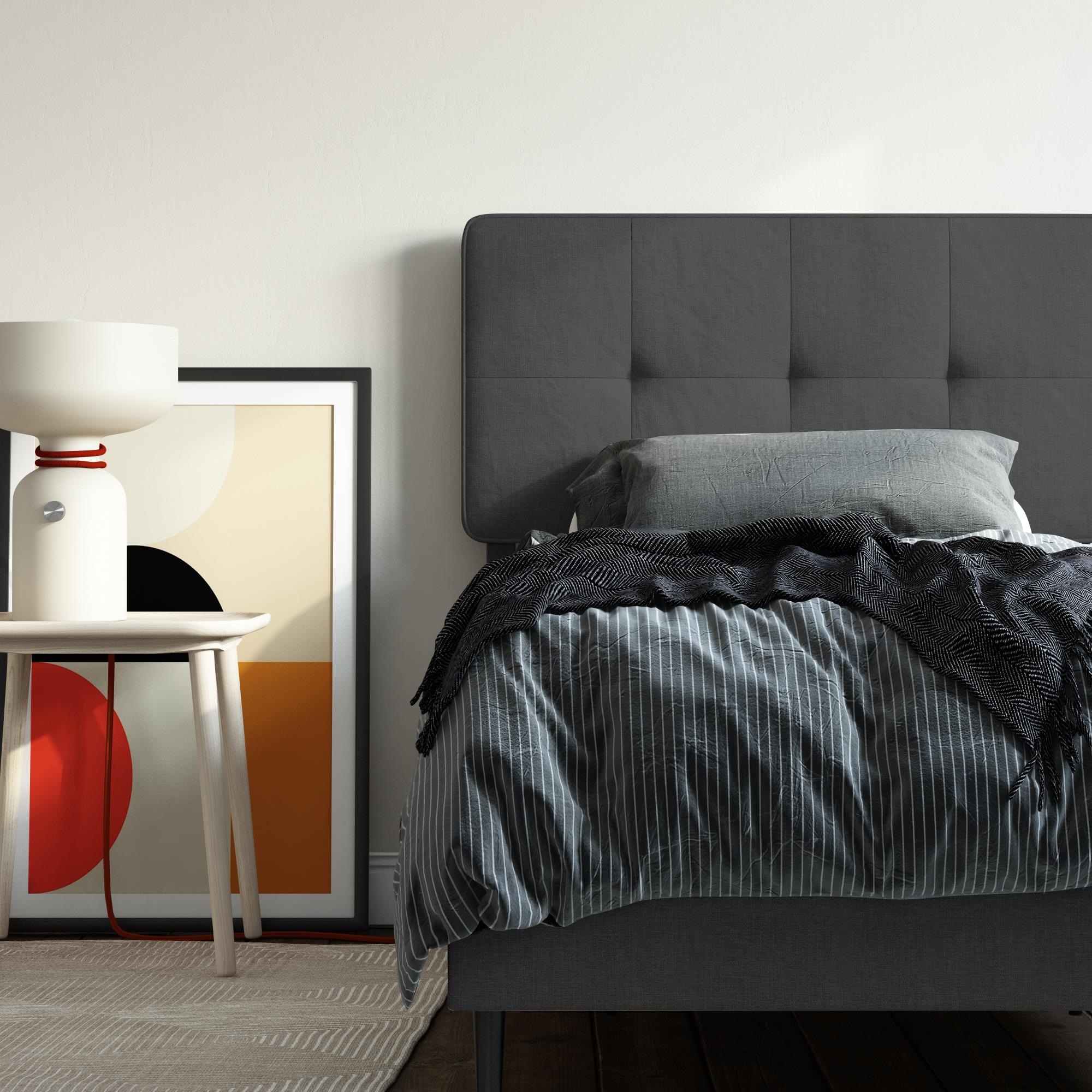 RealRooms Tyler Upholstered Bed - Dark Gray - Twin