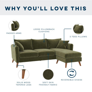 Novogratz Magnolia Reversible Sectional Sofa - Green