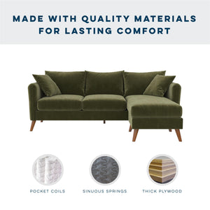 Novogratz Magnolia Reversible Sectional Sofa - Green