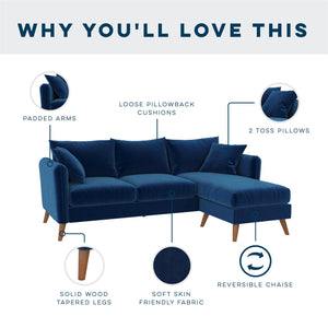 Novogratz Magnolia Reversible Sectional Sofa - Blue