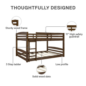 DHP Sierra Kids' Wood Bunk Bed - Mocha - Full-Over-Full