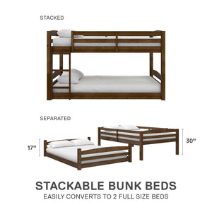 DHP Sierra Kids' Wood Bunk Bed - Mocha - Full-Over-Full
