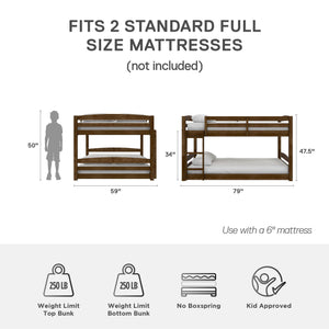 DHP Sierra Kids' Wood Bunk Bed - Mocha - Full-Over-Full