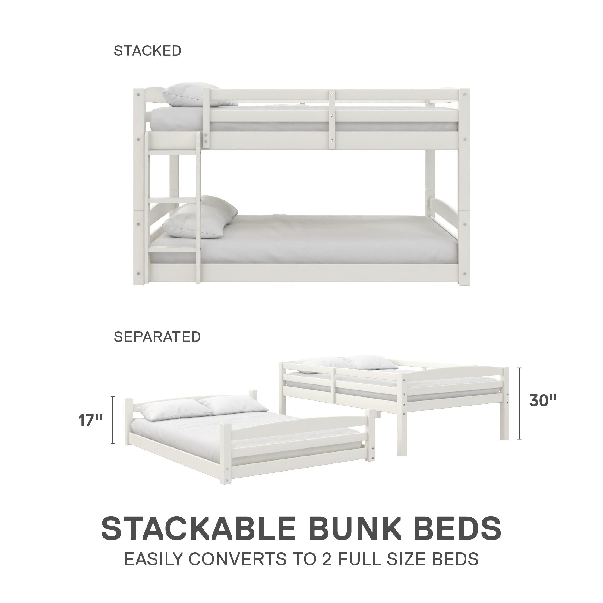 DHP Sierra Kids' Wood Bunk Bed - White - Full-Over-Full