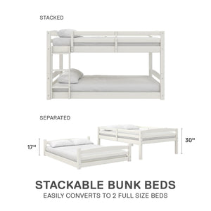 DHP Sierra Kids' Wood Bunk Bed - White - Full-Over-Full