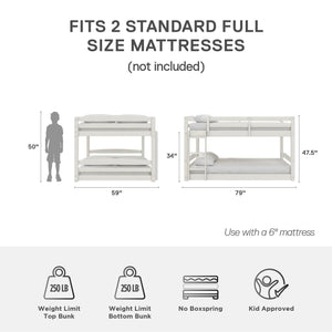 DHP Sierra Kids' Wood Bunk Bed - White - Full-Over-Full