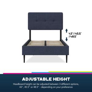 RealRooms Tyler Upholstered Bed - Blue - Twin