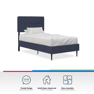 RealRooms Tyler Upholstered Bed - Blue - Twin