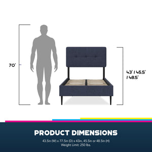 RealRooms Tyler Upholstered Bed - Blue - Twin