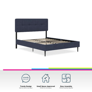 RealRooms Tyler Upholstered Bed - Blue - Queen