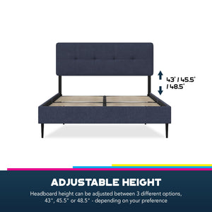 RealRooms Tyler Upholstered Bed - Blue - Queen