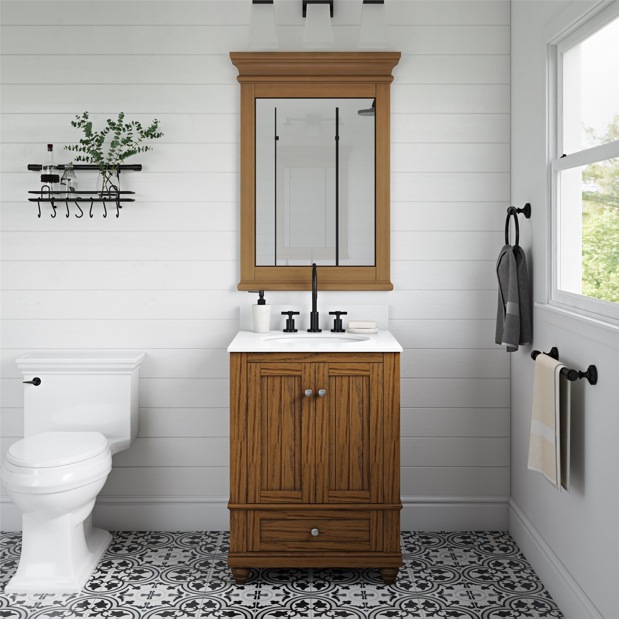 DHP Monteray Beach 24" Bathroom Mirror - Natural Rustic - 24"
