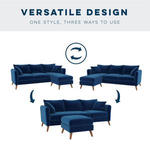 Novogratz Magnolia Reversible Sectional Sofa - Blue