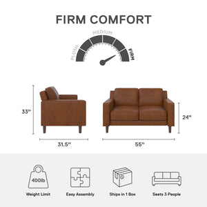 DHP Brynn Loveseat - Camel Faux Leather