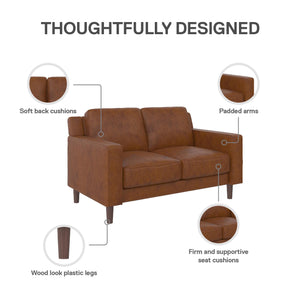 DHP Brynn Loveseat - Camel Faux Leather
