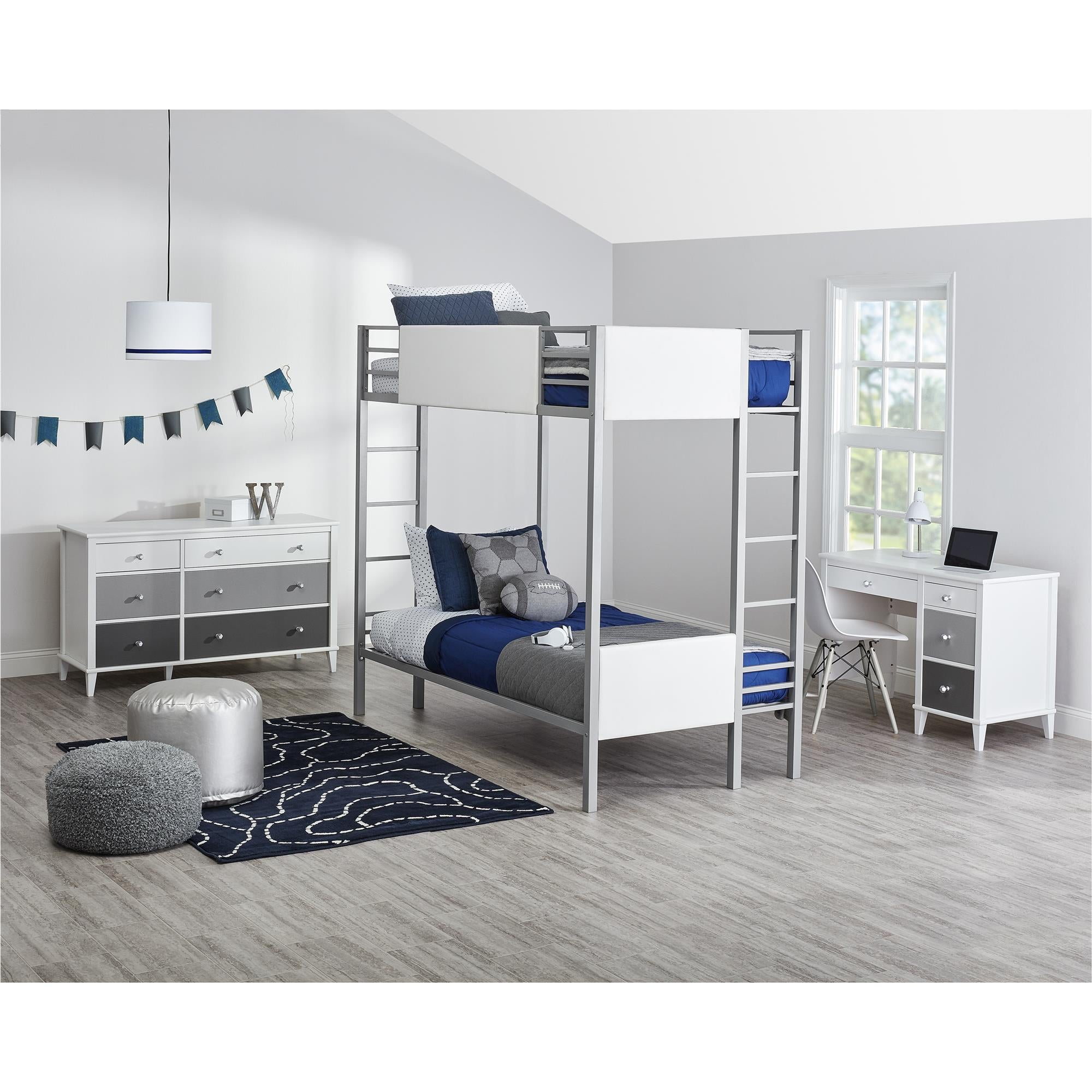 Monarch Hill Poppy Kids' White Desk, Grey Drawers - Gray