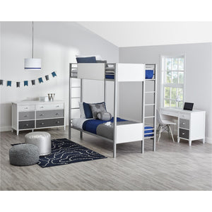 Monarch Hill Poppy Kids' White Desk, Grey Drawers - Gray