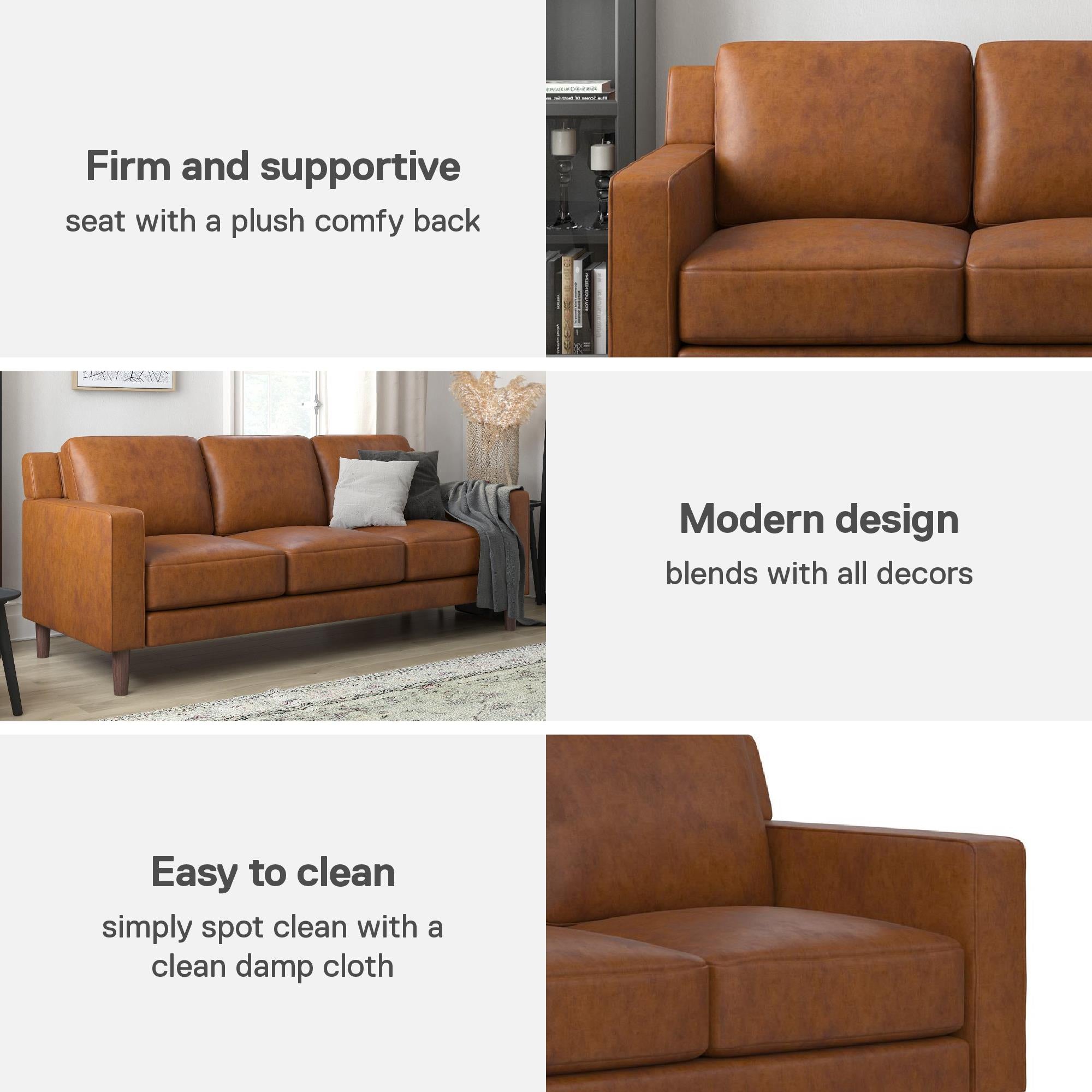 DHP Brynn Sofa - Camel Faux Leather