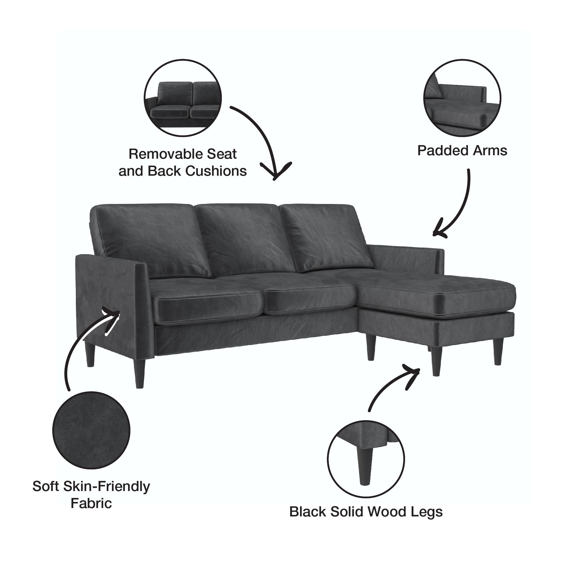 Mr. Kate Winston Reversible Sofa Sectional - Dark Gray