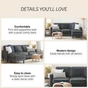 Mr. Kate Winston Reversible Sofa Sectional - Dark Gray