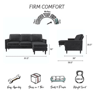Mr. Kate Winston Reversible Sofa Sectional - Dark Gray