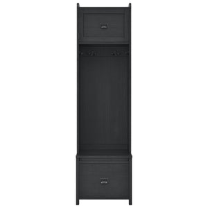 Systembuild Evolution Farmington Entryway Hall Tree with Storage Bench - Black Oak
