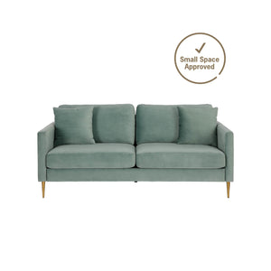 CosmoLiving Highland 72" Velvet Sofa with Matching Pillows - Seafoam Green
